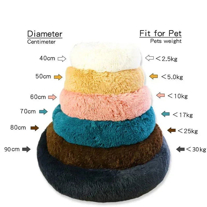 40-90cm Round Pet Bed for Large furvana tm Dog Bed Super Soft Cat Bed Long Plush Dog House for Medium Dog House Winter Warm Sleeping