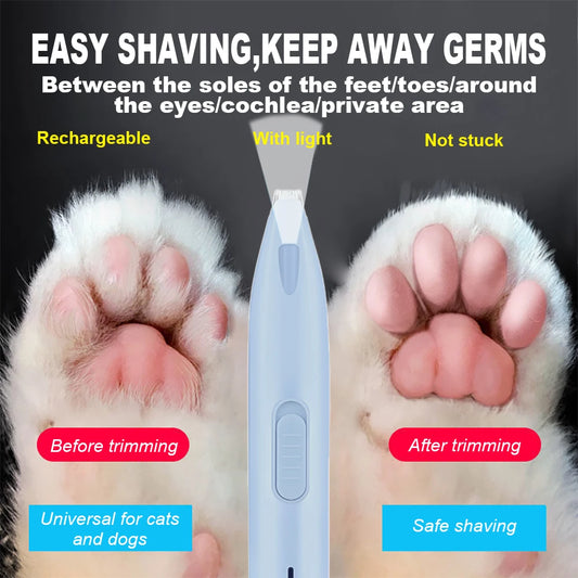 Electric Pet Claw Hair Trimmer with LED furvana tmLight for Dog Cat Foot Clipper Ear Eye Toe Grooming Kit Silent Hair Clipper Razor