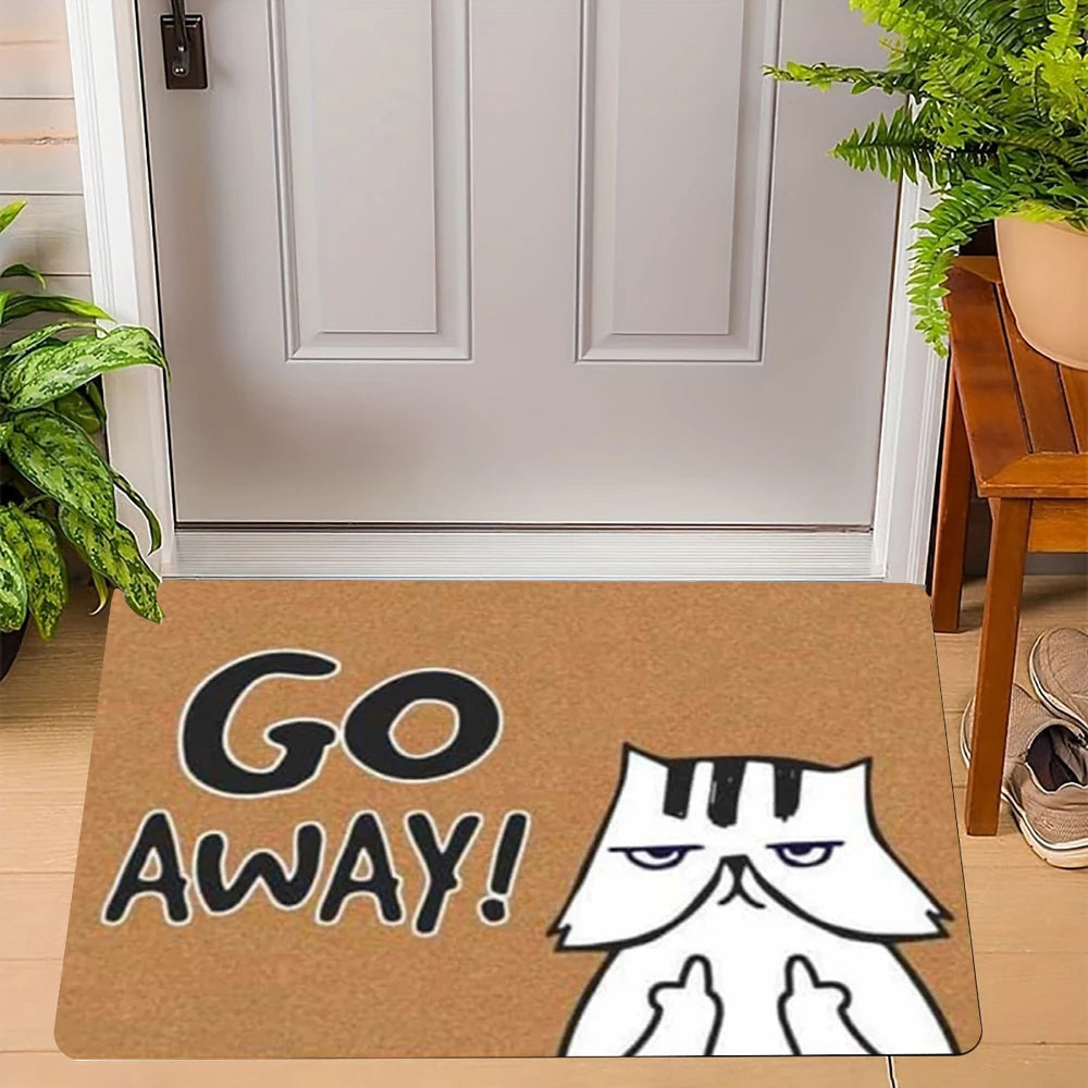 Humorous Cat Doormats Go Away  furvana tmWelcome Design Foot Mat Sassy Pet Lover Mats for Unique Home Entryway Decor Doormat