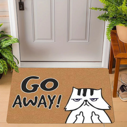Humorous Cat Doormats Go Away  furvana tmWelcome Design Foot Mat Sassy Pet Lover Mats for Unique Home Entryway Decor Doormat