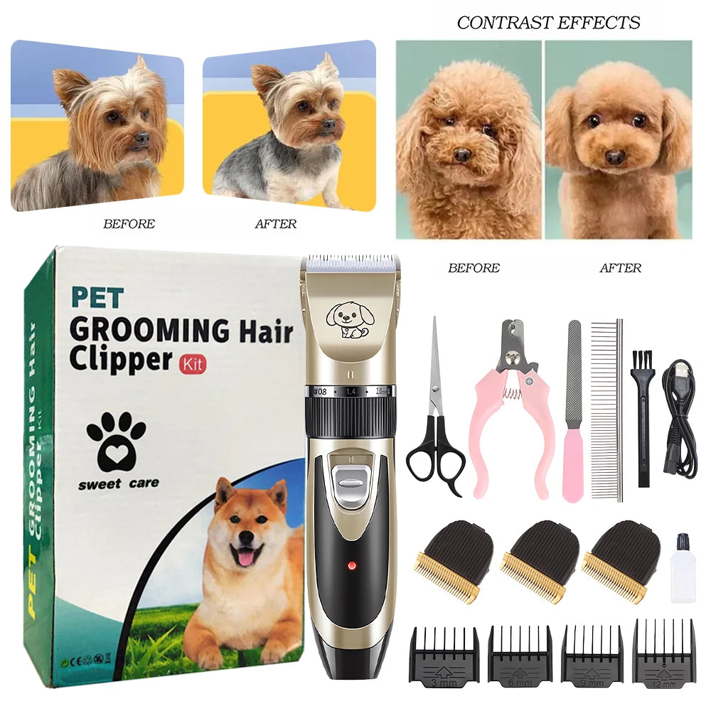 Pet Clipper Grooming Kit Rechargeabl furvana tme Pet Hair Trimmer Shaver Haircut Set For Cat Dog Hair Cutting Remover Machine Professional