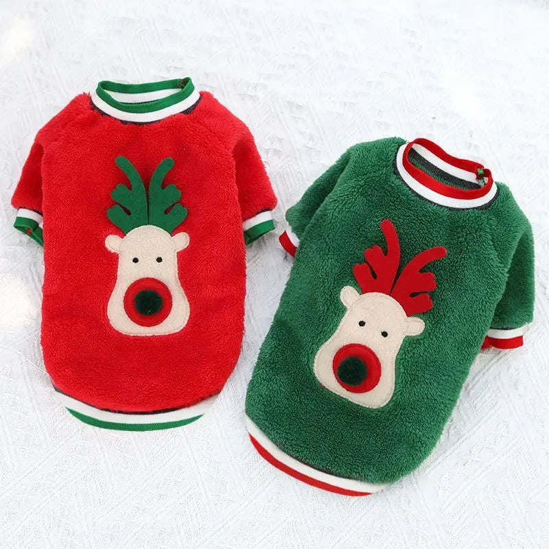 Dog Christmas Clothes Winter Warm Pet Clothes furvana tm for Small Medium Dogs Elk Santa Claus Dog Cats Coat Hoodies Christmas Dogs Costume