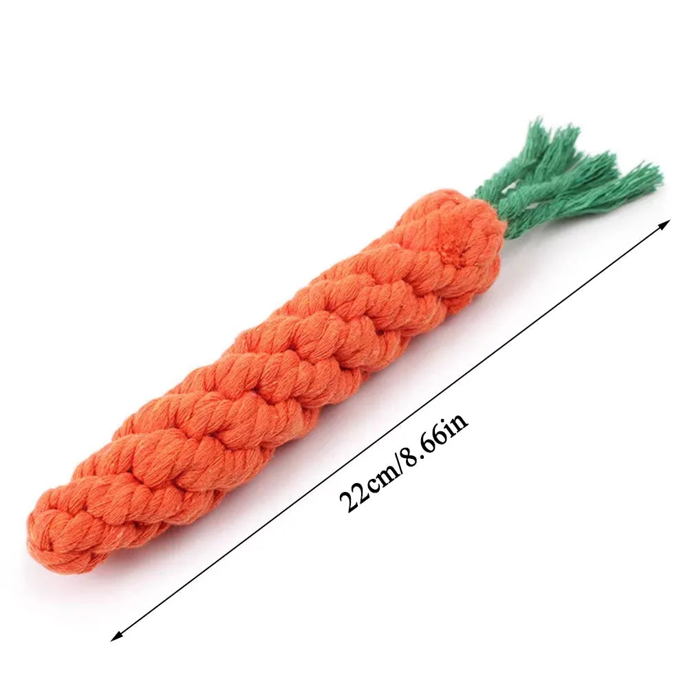 1Pcs Carrot Dog Bite Rope Pet Dog Toys  furvana tm Safe Durable Braided Bite Dog Chew Toys Resistant Puppy Molar Cleaning Teeth Cotton Rope