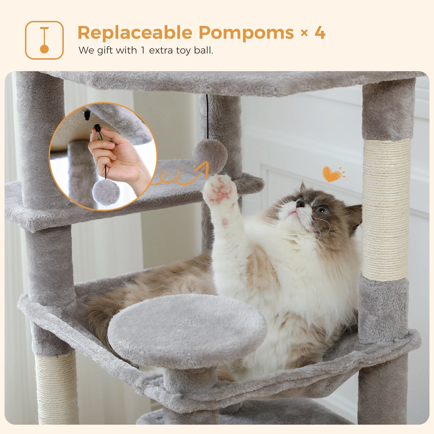 Large Cat Tree and Tower for Indoor Cats furvana tm With Sisal-Covered Scratching Posts Spacious Hammock Padded Perches and Condos Cat Toys