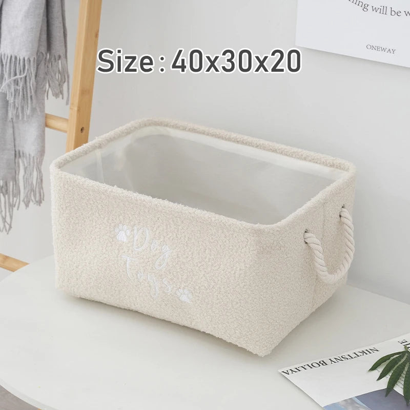 Plush Dog Toy Basket Foldable Storage Dog Toy  furvana tmwith Comfortable Handle Suitable for Storing Pet Toy Accessories