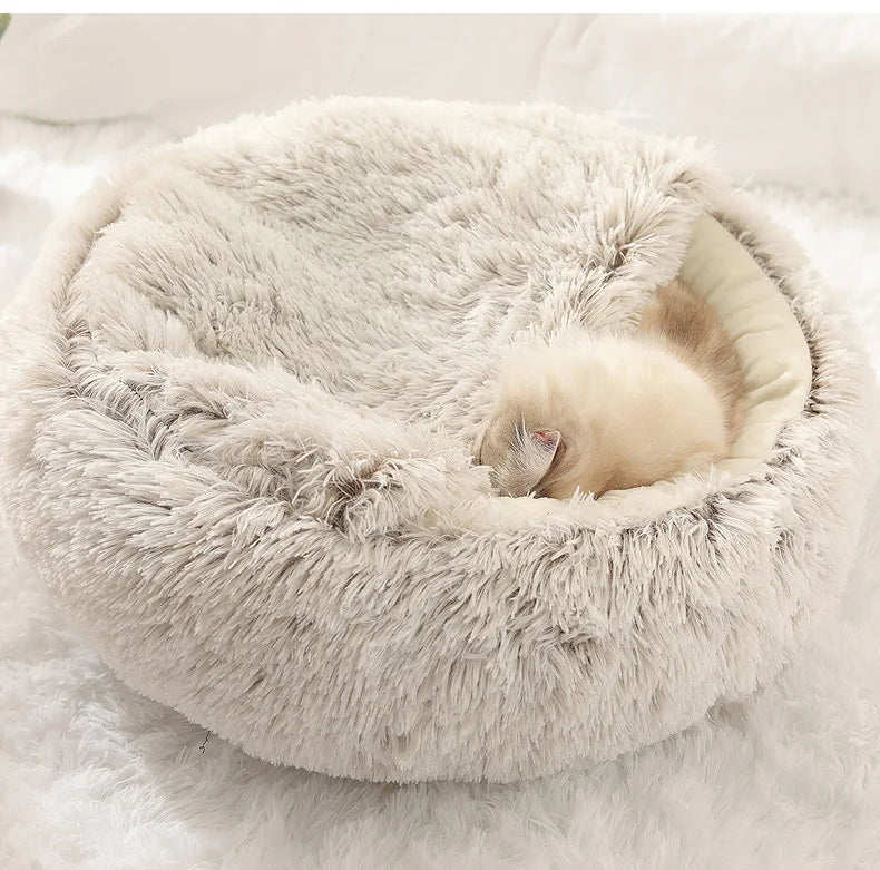 Autumn and Winter soft plush furvana tm pet bed and pet bed Winter warm and cold plush comforter nest Shell cat nest semi-enclosed cat nest