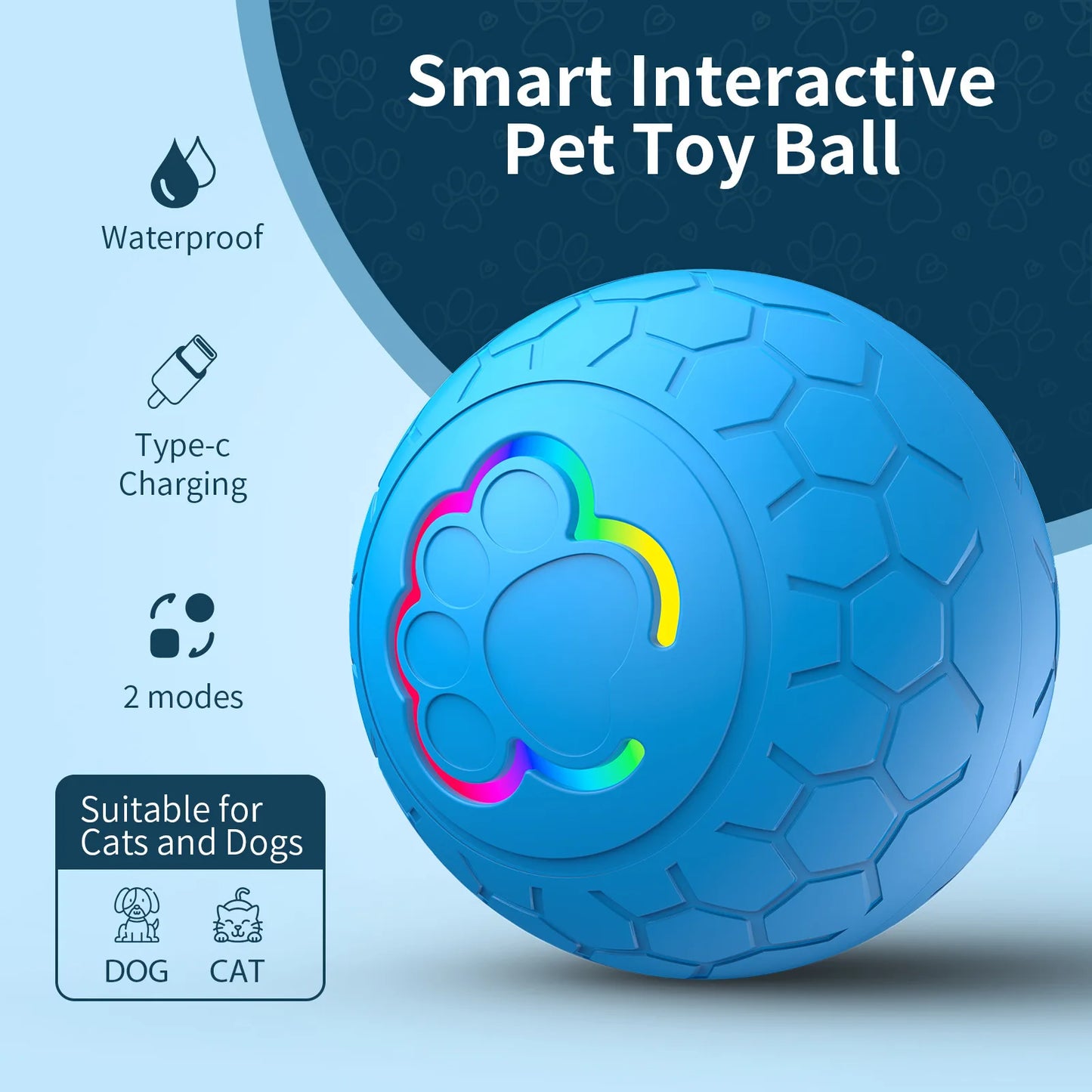 Smart Dog Toy Ball Electronic Interactive  furvana tmPet Toy Ball USB Automatic Bouncing Rolling Toy Ball With RGB Lights Puppy Cat Product