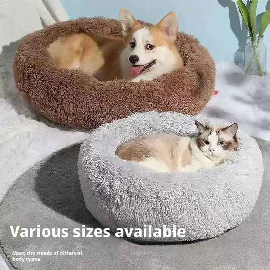 Winter Round Plush Dog Beds Washable Plush  furvana tm Fluffy Pet Cushion Dog Cat Bed Mat Portable Pet Kennel Puppy Pad