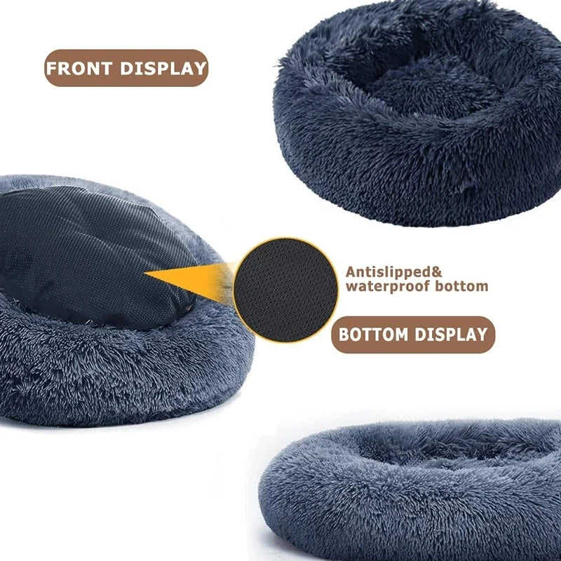 40-90cm Round Pet Bed for Large furvana tm Dog Bed Super Soft Cat Bed Long Plush Dog House for Medium Dog House Winter Warm Sleeping