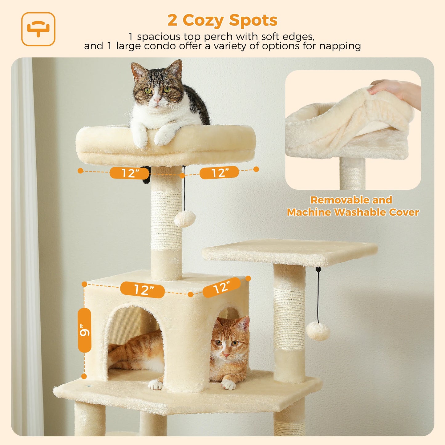 Large Cat Tree and Tower for Indoor Cats furvana tm With Sisal-Covered Scratching Posts Spacious Hammock Padded Perches and Condos Cat Toys