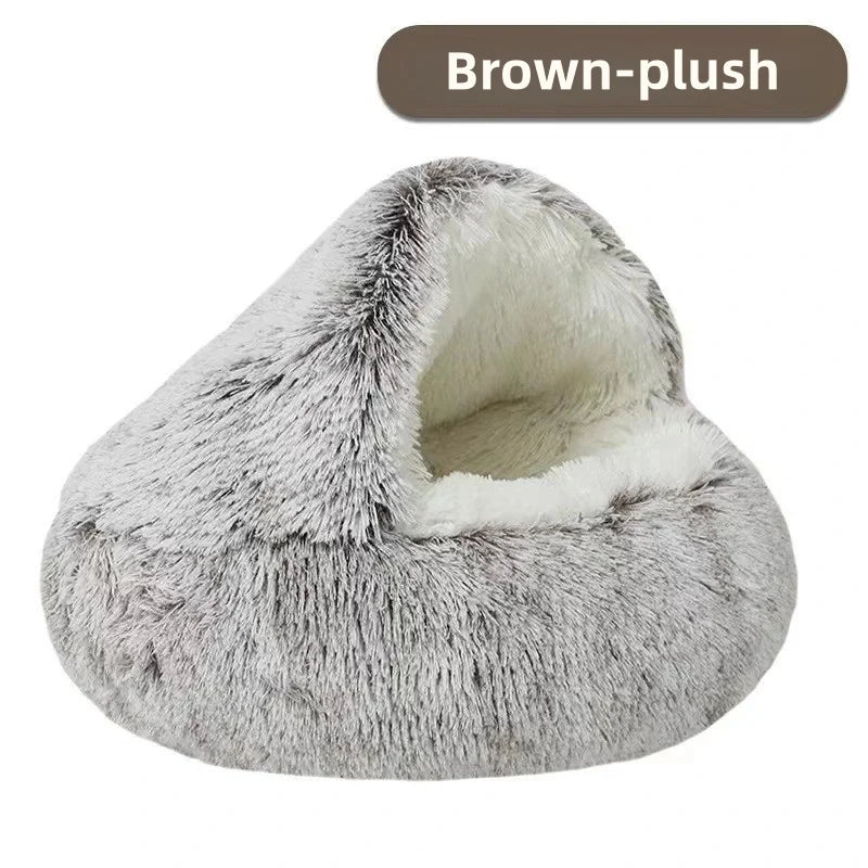 Autumn and Winter soft plush furvana tm pet bed and pet bed Winter warm and cold plush comforter nest Shell cat nest semi-enclosed cat nest