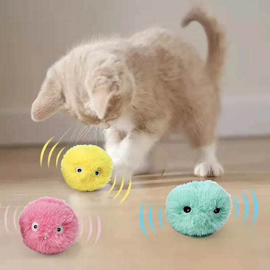 Smart Cat Toys Interactive  furvana tmBall Plush Electric Catnip Training Toy Kitten Touch Sounding Pet Product Squeak Toy Ball Cat Supplie