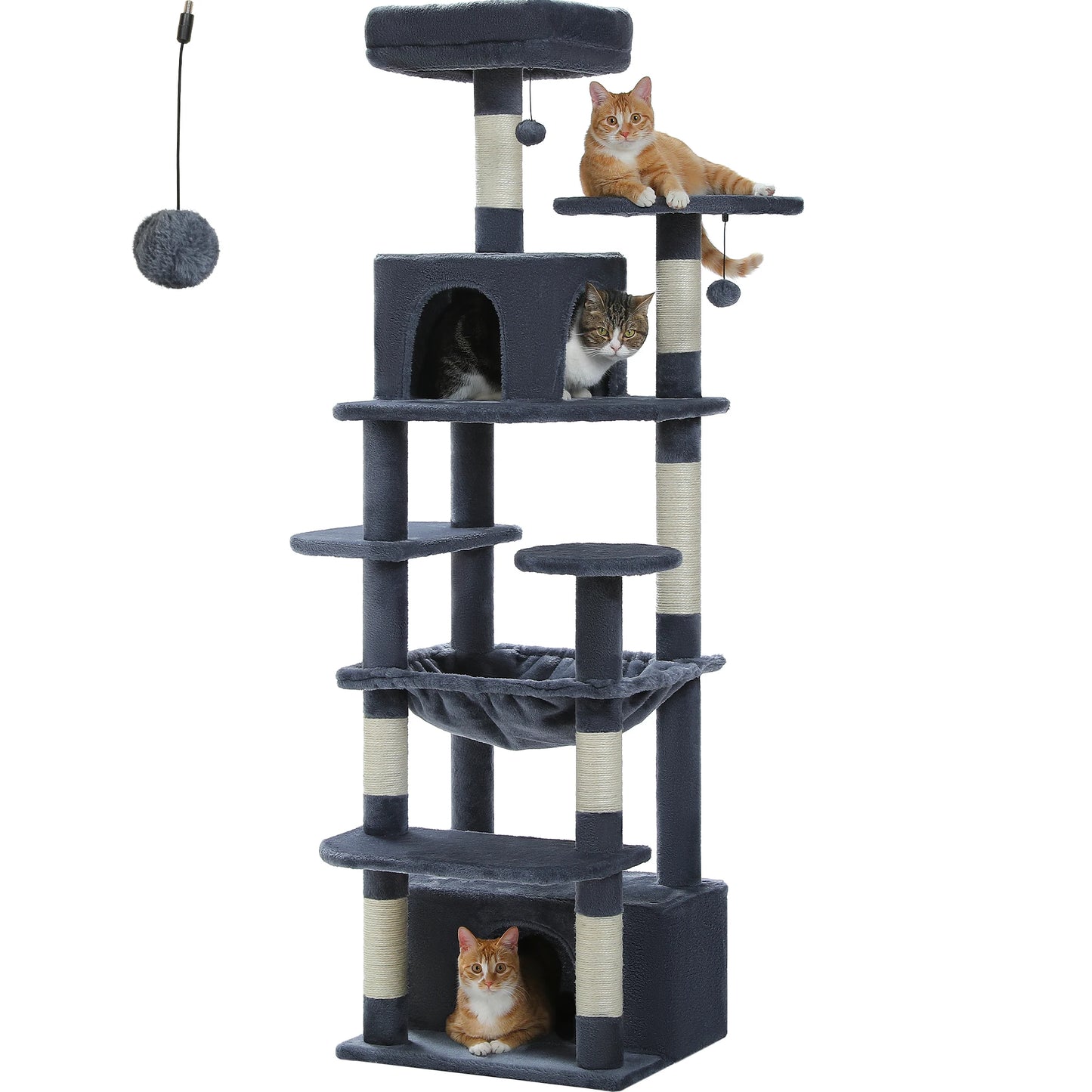 Large Cat Tree and Tower for Indoor Cats furvana tm With Sisal-Covered Scratching Posts Spacious Hammock Padded Perches and Condos Cat Toys