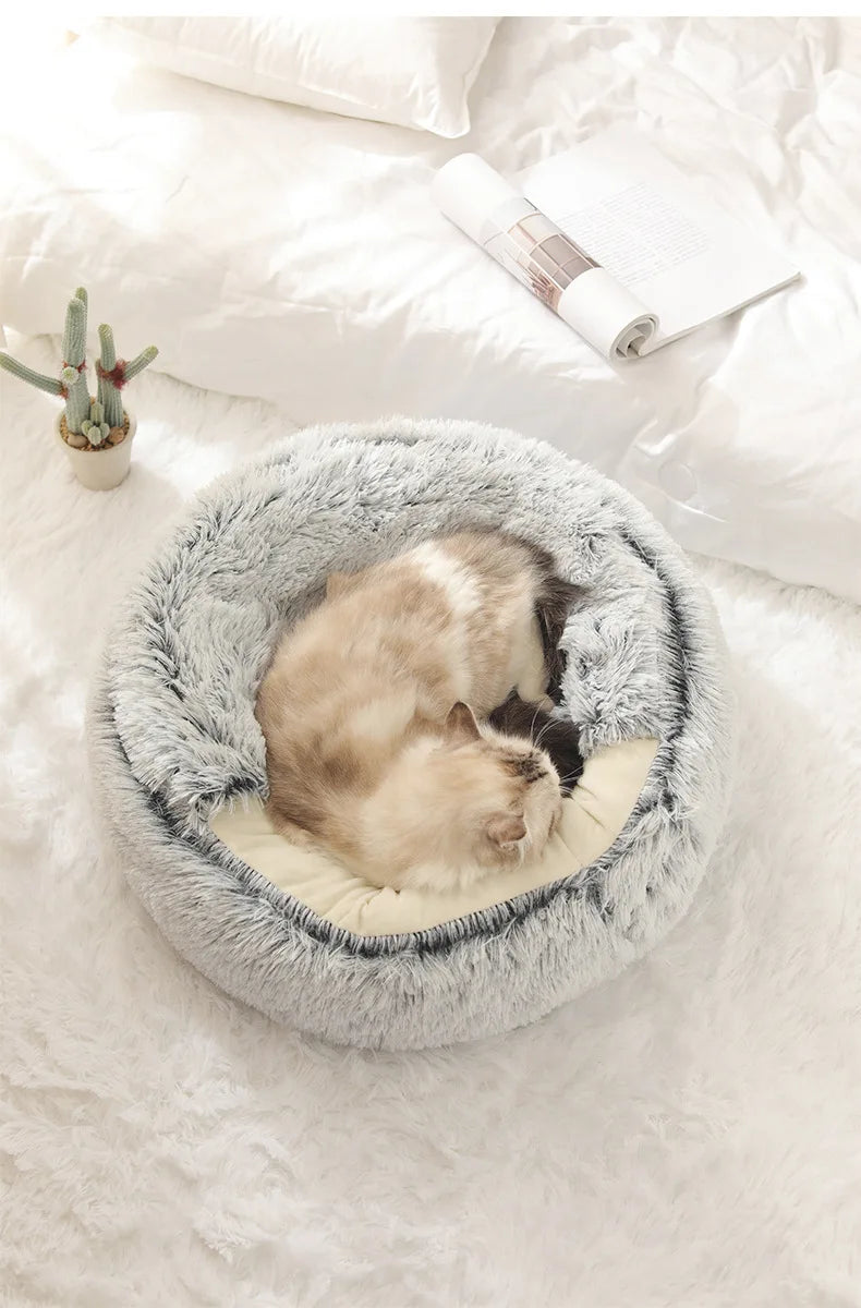 Autumn and Winter soft plush furvana tm pet bed and pet bed Winter warm and cold plush comforter nest Shell cat nest semi-enclosed cat nest