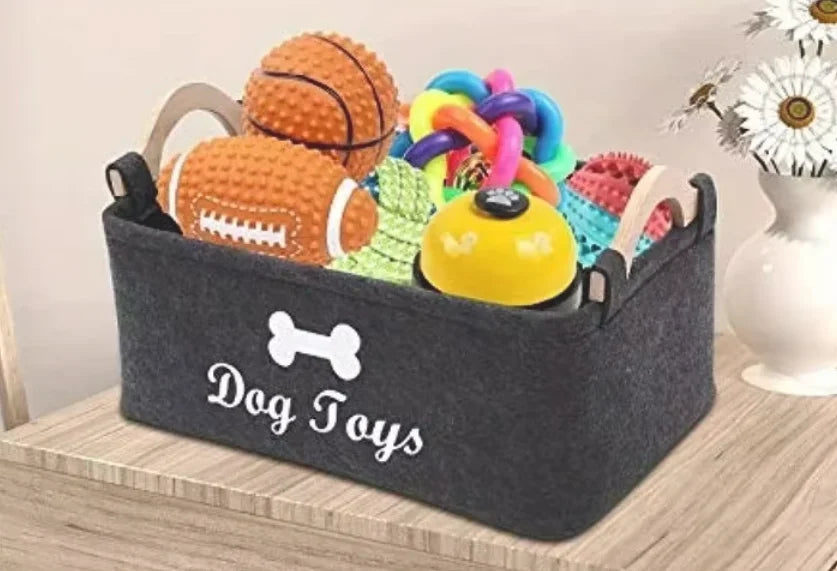 Felt pet toy box, dog toy box, storage furvana tm basket box - perfect for organizing pets