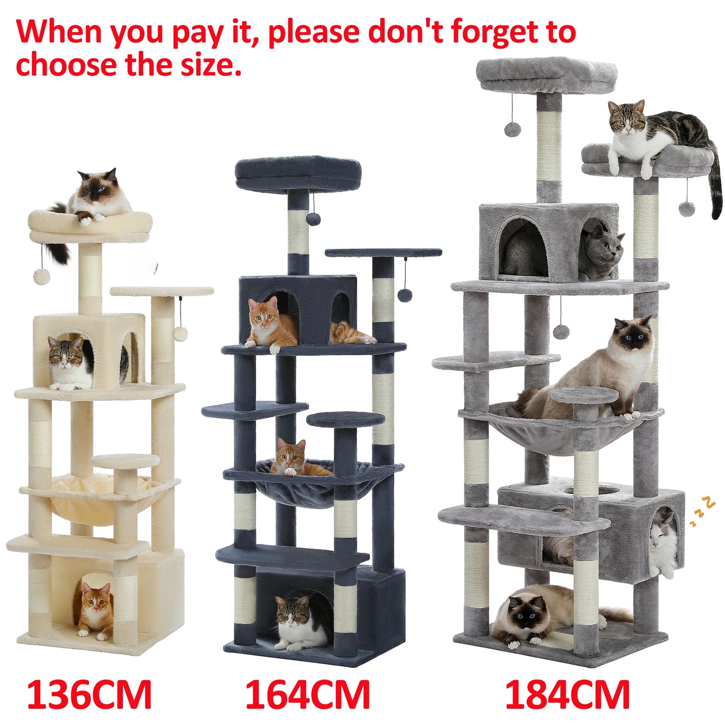 Large Cat Tree and Tower for Indoor Cats furvana tm With Sisal-Covered Scratching Posts Spacious Hammock Padded Perches and Condos Cat Toys