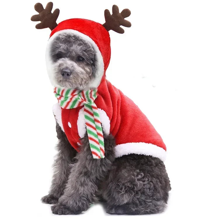 Dog Christmas Clothes Winter Warm Pet Clothes furvana tm for Small Medium Dogs Elk Santa Claus Dog Cats Coat Hoodies Christmas Dogs Costume