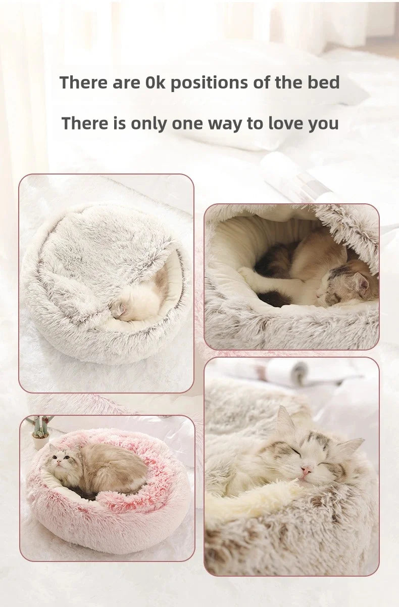Autumn and Winter soft plush furvana tm pet bed and pet bed Winter warm and cold plush comforter nest Shell cat nest semi-enclosed cat nest