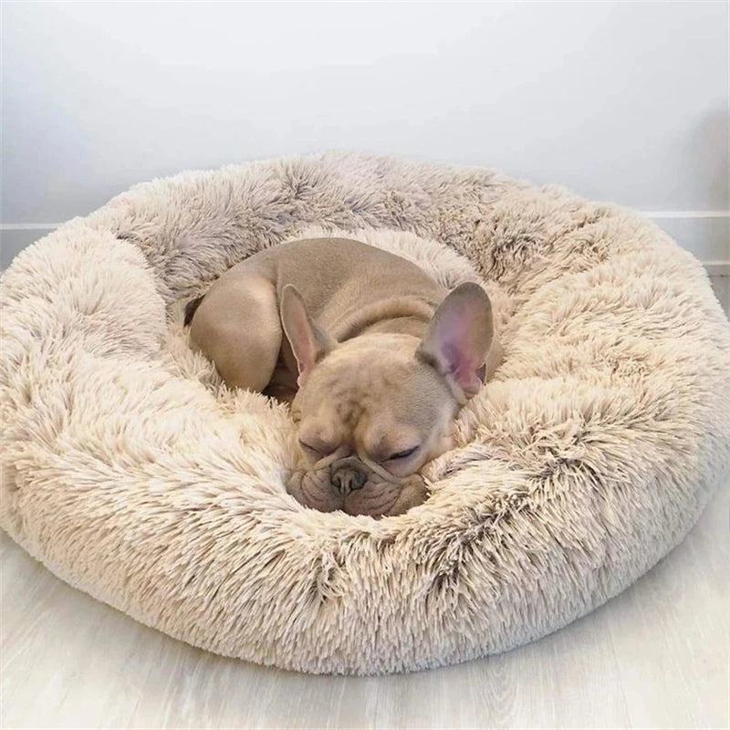 40-90cm Round Pet Bed for Large furvana tm Dog Bed Super Soft Cat Bed Long Plush Dog House for Medium Dog House Winter Warm Sleeping