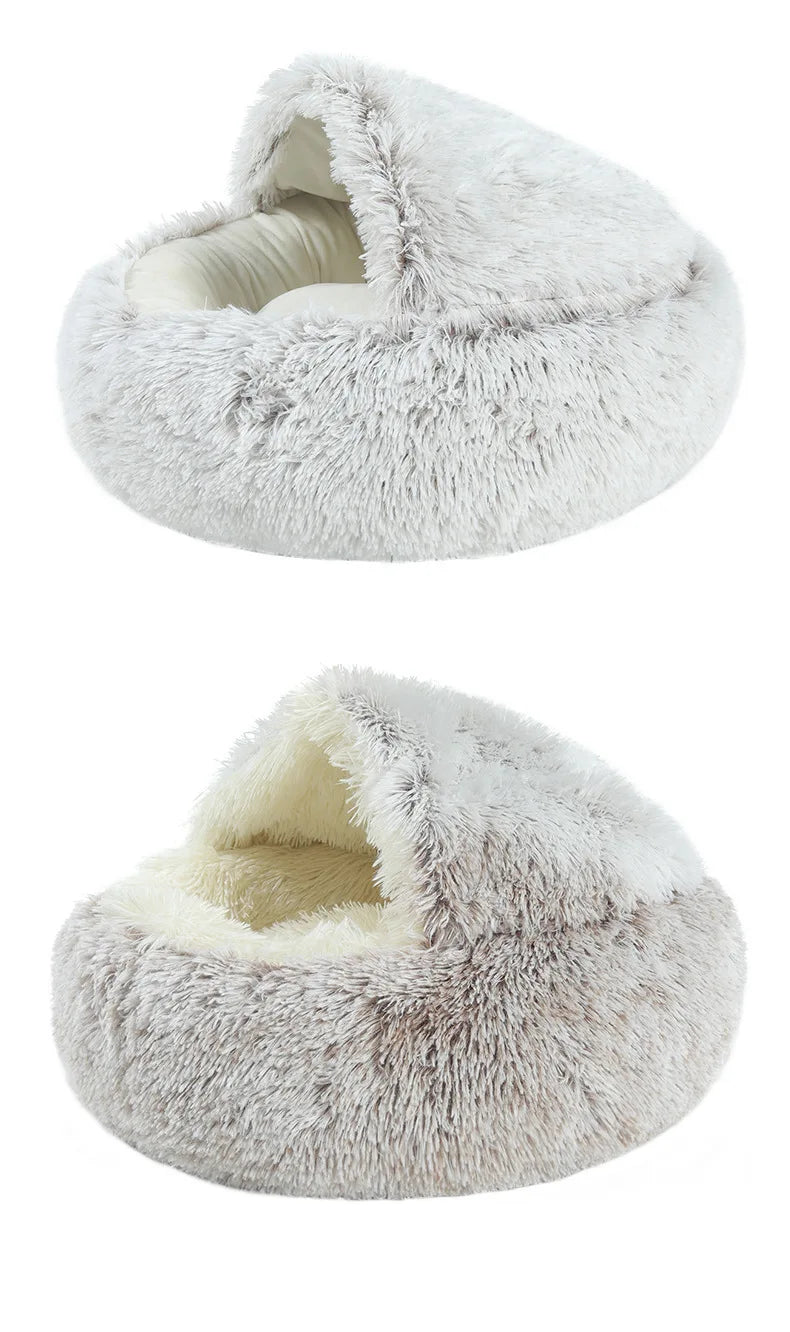 Autumn and Winter soft plush furvana tm pet bed and pet bed Winter warm and cold plush comforter nest Shell cat nest semi-enclosed cat nest