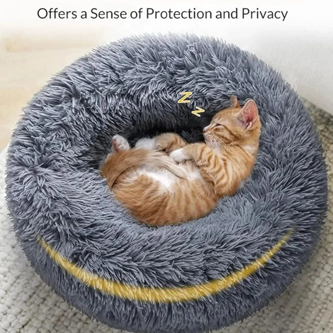 40-90cm Round Pet Bed for Large furvana tm Dog Bed Super Soft Cat Bed Long Plush Dog House for Medium Dog House Winter Warm Sleeping