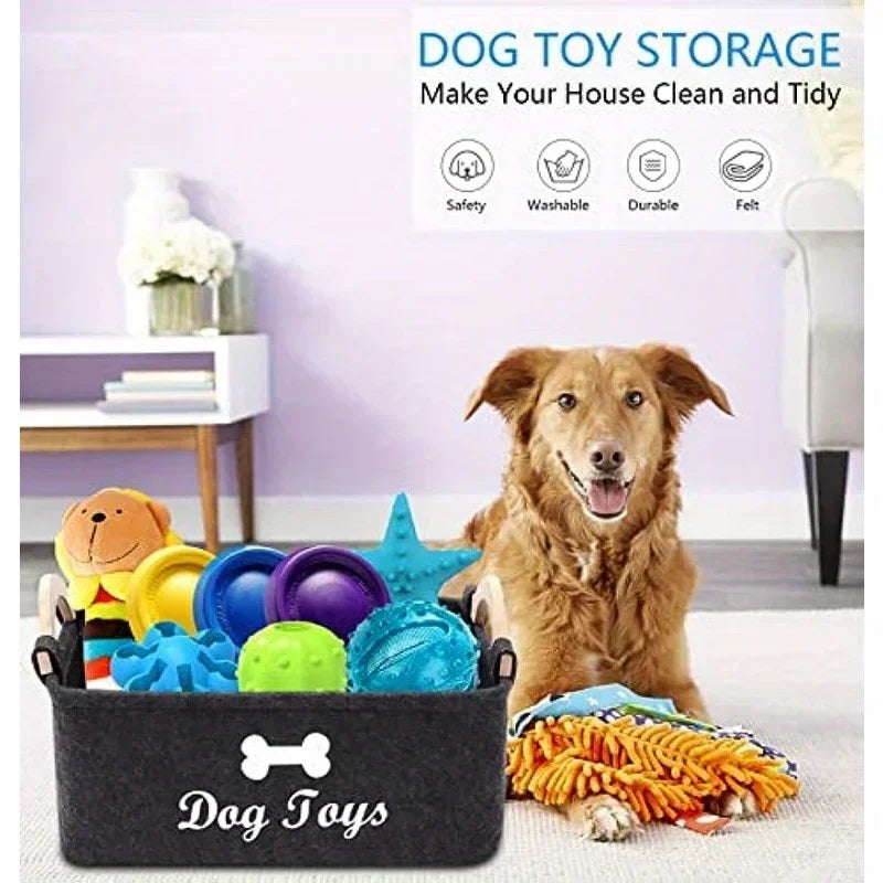 Felt pet toy box, dog toy box, storage furvana tm basket box - perfect for organizing pets