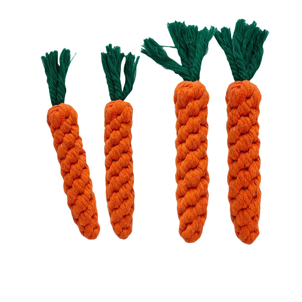 1Pcs Carrot Dog Bite Rope Pet Dog Toys  furvana tm Safe Durable Braided Bite Dog Chew Toys Resistant Puppy Molar Cleaning Teeth Cotton Rope
