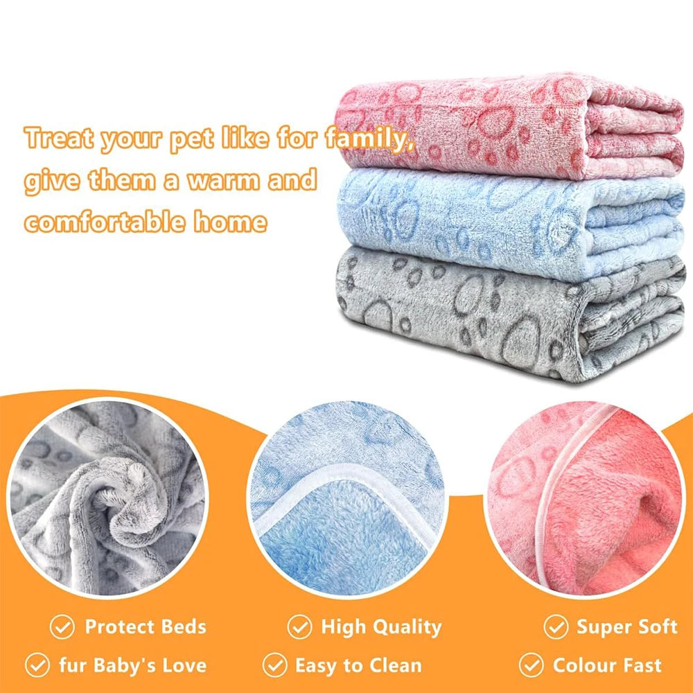 1pcs Ultra-Soft Paw Print Dog Blankets  furvana tm- Machine Washable, Cozy Pet Pillow Pads for Indoor & Outdoor Use - Ideal for Small to La