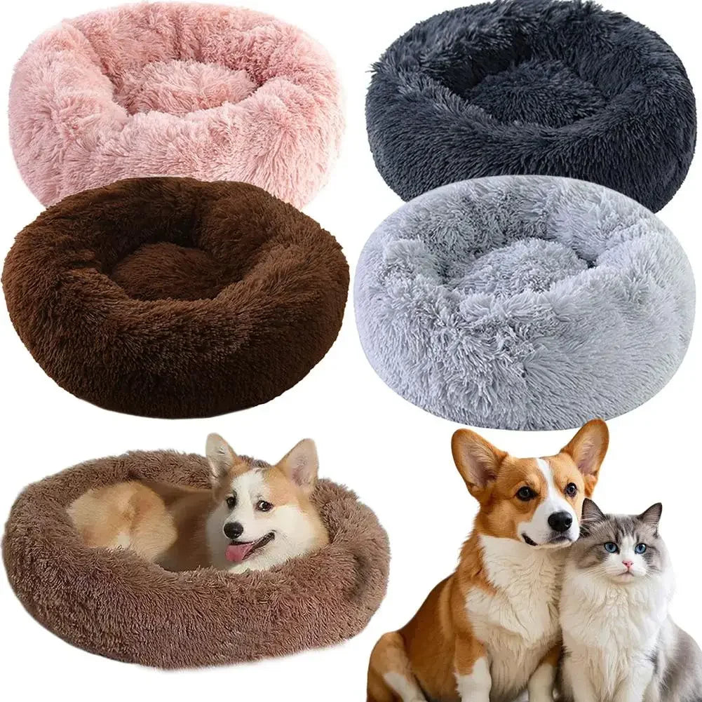 Winter Round Plush Dog Beds Washable Plush  furvana tm Fluffy Pet Cushion Dog Cat Bed Mat Portable Pet Kennel Puppy Pad